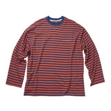 エンブロイダリーストライプロングスリーブ / EMBROIDERY STRIPE LONG SLEEVE blue/orange