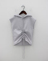 シャーリングスリーブレスフード / Shirring sleeveless hood (2color)