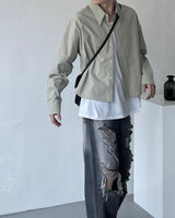 ウォッシングルースフィットクロップシャツ / ECT Washing Loose-Fit Cropped Shirt (4 colors)