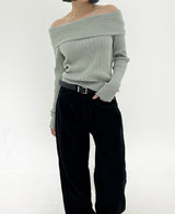 フラッシュオフザショルダーニット / Flash Off-the-shoulder knit (3color)