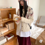 Away wool vintage Nordic jacquard knit cardigan