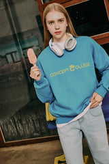ベーシックラインロゴスウェットシャツ・ブルー［ユニセックス］/ Basic Line Logo Unisex Blue Sweat Shirt