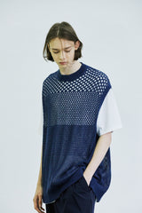 グラデーションパンチングニットベスト/gradation punching knit vest navy