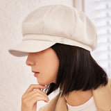 VA Square Stud Wool Newsboy Cap / Ivory