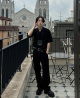 ホルター ツータック デニムシャツ / Halter Two-tuck Denim Shirt