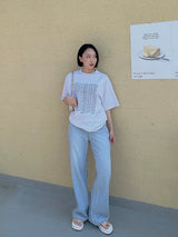 リネンワイドデニムパンツ / no.5166 Linen Wide Denim Pants