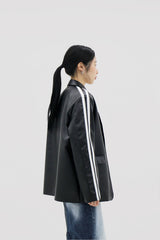 ホワイトラインレザージャケット / white line leather jacket