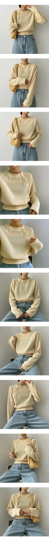 ダイアゴナルボタンロングスリーブTシャツ / diagonal button long-sleeved T-shirt