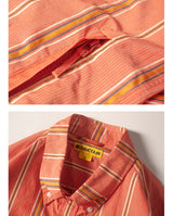DAKYAM Colorful striped yarn-dyed side zipper pocket cityboy long-sleeved loose shirt