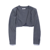 カッティングクロスクロップジャケット/CUTTING CROSS CROP JACKET GRAY (6682531922038)
