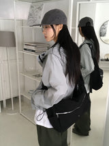 バビンナイロンジッパーボタンビッグクロスボディバッグ