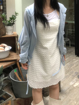 レイヤードパンチングミニドレス