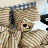 woody green stripe pillow cover (40x60cm)