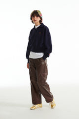 チェリーオープンカラースウェットシャツ / CHERRY OPEN COLLAR SWEATSHIRT [NAVY]