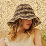 Stripe paper bucket hat Brown