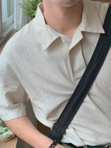 ASCLO Open Collar Linen Short Sleeve Shirt (6color)