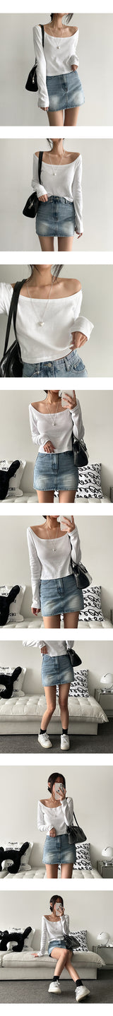 Shirt Square Neck Basic Long Sleeve Tee