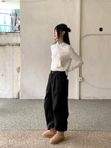 ピンタックコットンロングワイドパンツ