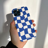 Checkerboard Blue Iphone Bumper case (6674346836086)