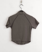 ラッピングスポーティーカットハーフジップアップ半袖Tシャツ