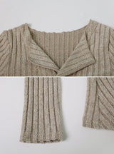 Slim Fit Shirring Ribbed Knit Cardigan (3color)