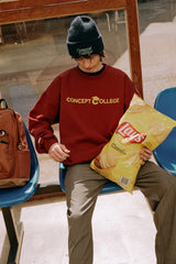 ベーシックラインロゴスウェットシャツ・バーガンディ［ユニセックス］ / Basic Line Logo Unisex Burgundy Sweat Shirt
