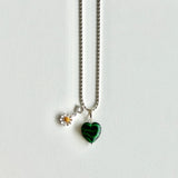 グラスハートネックレス/GLASS HEART NECKLAE(DEEP GREEN)