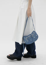デニムスタッズショルダーバッグ/Denim Studded Shoulder Mini Bag (2color)