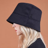 Stud Drop Over Fit Wool Bucket Hat Black