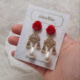 ローズシャンデリアピアス / Red Rose Chandelier Piercing