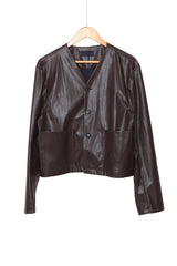 クロップレザーカーディガン / Crop leather cardigan