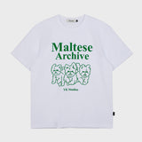 マルチーズアーカイブライングラフィックハーフスリーブTシャツ / Maltese archive line graphic half sleeve tshirts