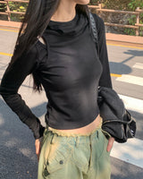 Tough Napping Cutout Slit Goffcore Long-Sleeved HoodieT-Shirt