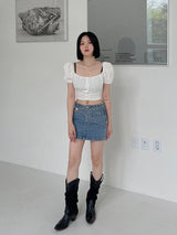 ポップコーンオフショルダーブラウス/Popcorn Off Shoulder Blouse (4color)