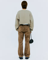 オーバーステンシルタイポクロップスウェットシャツ/OVER STENCIL TYPO CROP SWEATSHIRT-KHAKI