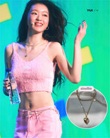  Modern Heart Rhinestone Layered Necklace - Gold Color (VIVIZ Sinb, Oh My Girl YooA, STAYC Seeun Necklace)