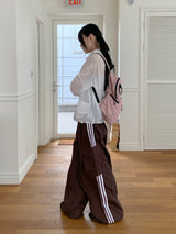 Shabe Side Line Coloring Nylon Two-Way String Long Cargo Pants