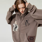 フリンジパッチジップアップフーディ / FRINGE PATCH ZIP UP HOODIE