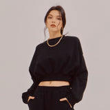SETSETSET BACK RIBBON SWEAT SHIRT BLACK (6652450406518)