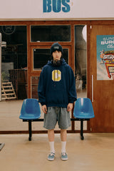 ミックスCワッペンパーカ・ネイビー［ユニセックス］/ Mix C Patch Unisex Vintage Navy Hoodie