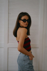 ラケットクラブストライプチューブトップ / SQB Racquet Club Striped Tube Top
