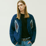 CHIMAYO PATTERN BRUSHED CARDIGAN NAVY