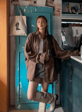 (UNISEX)タイムバルーンオーバーチェックシャツ