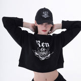 Renクロップスウェットシャツ/0 9 Ren crop sweatshirt - BLACK