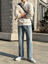ローワーツイストセミジップアップニットウェア / Lower Twisted Semi-Zip-Up Knitwear (4 colors)