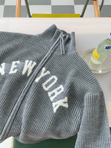 LMN Dear New York Lettering Hachi Knitwear Zip-up (3 colors)