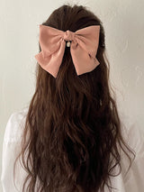 oar Vintage Cameo Satin Wide Ribbon Barrette [Pink]