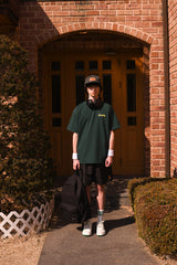 テニスボールクルーネックダークグリーンユニセックスTシャツ / Tennis ball crew neck dark green Unisex T-shirt