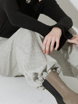 WOOL WIDE STRING PANT - MELANGE (6642700451958)