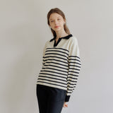 STRIPE COLLAR KNIT_BLACK (6600101953654)